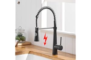 TIMACO Schwarz Niederdruck Küchenarmatur 360° drehbar Wasserhahn Küchenhahn Messing Armatur Deckmontage Schwarz