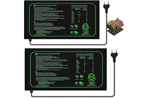 GAOUTO 2 unidades de esteras calefactoras plantas: 25 × 52,5 cm, 21 W, estera térmica para germinación de plántulas, estera térmica para plantas de interior y invernadero para la germinación y regulación de