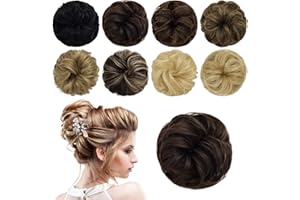 PARXITN Postiche Chignon Désordonné Humains Cheveux Chouchou Ébouriffés Cheveux Chignon Postiche Ondulés Bouclés Queue de Cheval Extension Chignon Cheveux Pièces pour Femmes