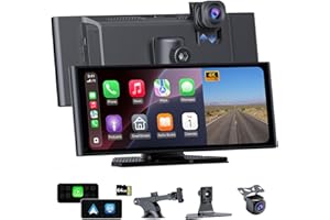 APHQUA 10,26" wyświetlacz CarPlay z kamerą rozdzielczą 4K, Android Auto, kamera cofania 1080p, pamięć 64 GB, Bluetooth