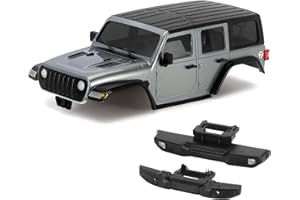 INJORA 6.10in Batalla RC Carrocería- ABS Hardtop Cuerpo Botiquín con Parachoques Traseros Delanteros para TRX4M Upgrade 1/18 RC Crawler Chassis,Gris Plateado