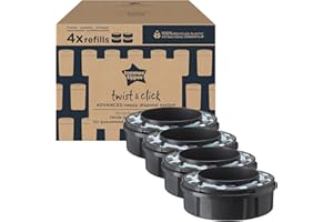 Tommee Tippee Twist and Click Advanced Nappy Bin oryginalne kasety uzupełniające, ekskluzywne opakowanie 4 sztuk, łatwe napełnianie i świetna wartość (opakowanie może się różnić)