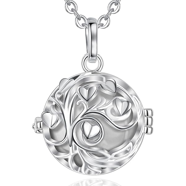 Nenalina Collana Con Ciondolo Ali D'Angelo E Sfera Dei Desideri - 80cm, In Argento 925 E Granato