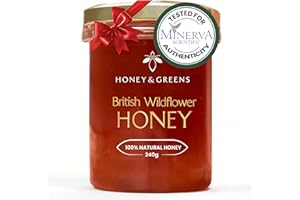 HONEY & GREENS British Wildflower Honey – Raw, Pure & Natural | Unpasteurised Organic-Quality Honey (240g) – Certified Authentic, 0% Added Sugar