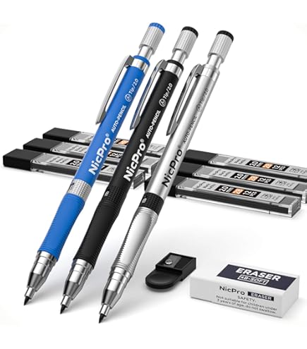 Set Matite Automatiche Metalliche - 4 Misure 0.3/0.5/0.7/2.0mm, Con Portamina E Scatola Regalo, Per Scuola E Ufficio - Foto 10