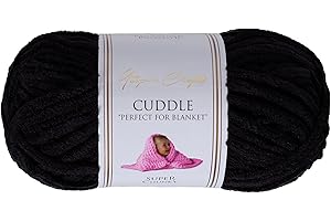 Utopia Crafts Cuddle Super Chunky Chenille-Garn zum Stricken und Häkeln, 100 g – 60 m, Schwarz