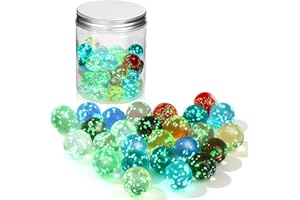 AIGOHOM 40 pièces 16mm Billes de Verre Lumineuses pour Enfants-Boule de Flipper - Glass Marbles pour décoration de la Maison, Pot de Fleurs, aquarium