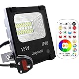 Jayool LED Floodlight Outdoor,15W Colour Changing Flood Lights with Remote, 120 RGB Colours, Warm White and Cool White Adjust
