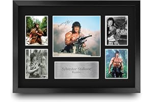 HWC Trading FR A3 Sylvester Stallone Rambo I Regali Hanno Stampato L'Esposizione Firmata Dell'Immagine Dell'Autografo Per I Fan Di Memorabilia Di Film - A3 Incorniciato
