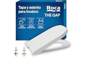 Roca The Gap - Tapa y asiento de Supralit para inodoro compacto, tapadera de WC original con caída amortiguada, recambio de tapa de váter resistente, blanco, A80173200B