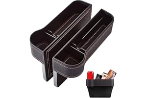 Vebetter Auto Seat Gap Organisateur, 2PCS Boîte Rangement Siège D'auto,Boîte de Rangement en Cuir PU pour Siège D'auto, Pochettes Fendues pour Téléphones, Lunettes de Soleil, Cartes et Clés, Style-A.