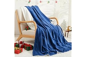 ‎CURECURE Elektrische Heizdecke, weiche Flanell-Heizdecke mit 4 Heizstufen und 10 Stunden automatischer Abschaltung, 130 x 180 cm, Heimbüro, schnelle Heizdecke, Abnehmbarer Schalter, waschbar – Blau