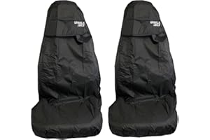Wheels N Bits Two Waterproof Oil Dirt Resistant Heavy Duty Cover Front Car Van SUV Seat Covers Protectors Colour Top/Black Main 600D Material (Black top with logo)