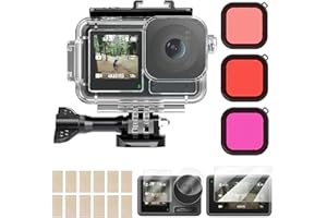 GERNIE Funda Impermeable para DJl Osmo Action 4 Action 3, 60M/196FT Funda Protectora Subacuática para Buceo con 2 Adaptadores de Montaje en Zapata Fría y 3 Filtros, Carcasa Divie