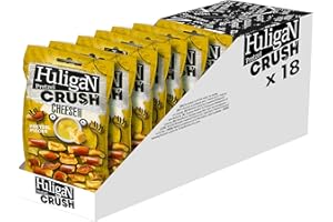 Huligan Salsa di formaggio schiacciata Pretzel (confezione da 18 x 65 g) – Pretzel al forno sottili snack salati sfusi salutari snack vegetariani scatola Jalepenos patatine multipack