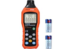 Protmex Digital Tachometer, 50-99999 RPM High Precision Laser Photo Tachometer with Reflective Tape, Max/Min/AVG Data Hold Functions PT6208B Speed Meter with Bracket(Batteries Included)
