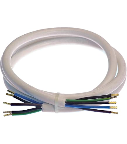 EBROM Herdanschlusskabel H05VV-F 5x2,5 Mm² (5G2,5) – 2,5 M, Weiß, Fertig Konfektioniert Mit Aderendhülsen & Gabelschuhen