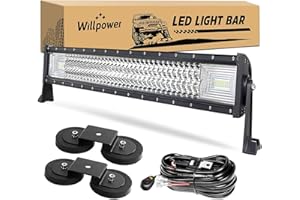 Willpower 405W Barre LED Droite avec Support magnétique et câblage 32 Pouces Combinaison Spot et Flood Rampe LED pour Voiture Camion Tracteur SUV ATV 4x4