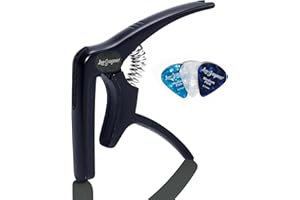 Leo Jaymz Heavy Duty Guitar Capo for Acoustic/Electric Guitars, Guitar Clip made of Zinc Alloy Metal, Guitar Clamp for Bass Classical Guitar, Ukulele, Mandolin,Banjo (Black)