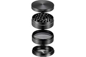WOO LANDO High Mc Fly Pocketgrinder Maxi Ø 40 mm, 4-warstwowy, młynek do tytoniu, młynek do przypraw i młynek do ziół ze szczotką do czyszczenia (czarna)