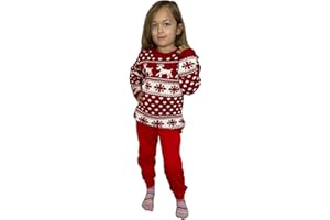 LUXE DIVA Kids Unisex Knitted Rudolph Christmas Jumper