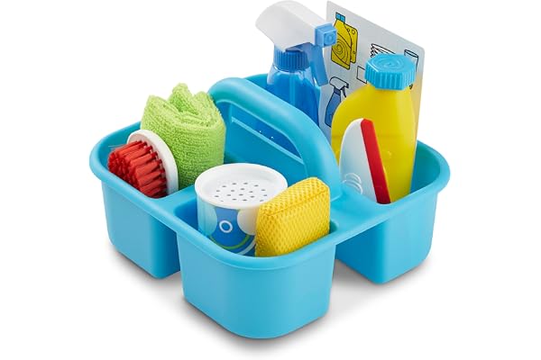 Melissa & Doug - Kit Articles De Ménage 9 Pièces - Apprendre À Faire Le Ménage - Jeu Imitation - Jouet D'Activité, De Développement Et d'apprentissage - Cadeau Enfant 3 Ans Et +