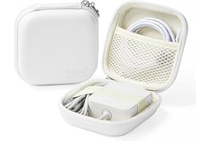 Linpr Charger Case for MacBook, Portable Tech Electronic Organizer Bag, Small Travel Storage Pouch for Laptop Accessories, MacBook Power Adapter, Charging Cords, USB Drives, Power Bank (White,M)