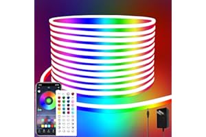 segrass Flexible LED neon Lights Strip 10M 24v RGB with Remote,APP Control, IP65 Waterproof for Bedroom,Room,Outdoors Decor