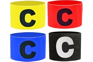 ANWANGDA 4 Stück Fußball Kapitänsbinde Armbinde, Mehrfarbig Verstellbare Gummizug Capitänsbinde Armband für Kinder Junior Erwachsene von Viele Arten Sportlichen Anlässen(Gelb, Rot, Blau, Schwarz)