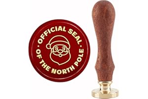 CRASPIRE Sello Oficial del Polo Norte Sello de Cera Sello de Sellado de Papá Noel 30 mm / 1.18 Pulgadas Cabeza de Latón Extraíble con Mango de Madera para Invitaciones de Navidad