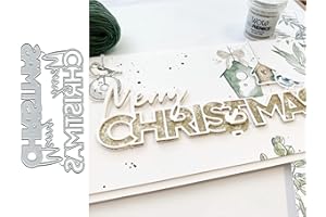 FCLILY@JJ Merry Christmas Letters Metal Die Cuts,Hollow Merry Christmas Word Snowflake Card Cutting Dies Cut Stencils DIY Scrapbooking Album Decorative Embossing Paper Dies Festival Card Making