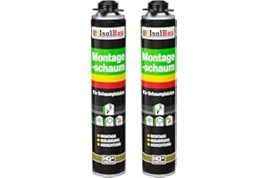 Isolbau - Bauschaum Montageschaum 2 x 750 ml PU-Schaum 1K Pistolenschaum Zargenschaum - Isolierung Abdichtung für Innen und Außen