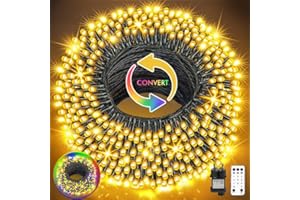 GYLEFY Luci di Natale Esterno 50M Catene Luminose 400LED Luce Stringa 11 Modalità Luci Natalizie Impermeabile con Telecomando Ghirlanda LED per Albero di Natale Giardino Festa[Bianco Caldo+Colorato]