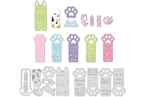 GLOBLELAND 2 Pezzi Fustelle Segnalibri Metallo Taglio Muore Zampa di Gatto Taglio Muore Stencil Modello Fustelle in Metallo per Stencil in Metallo per Carta Scrapbooking Decor