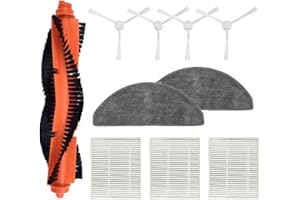 Odashen Juego de 10 accesorios de repuesto para robot aspirador Xiaomi E10 B112/E12, cepillo de rodillo principal, cepillo lateral, filtro, paño de fregona