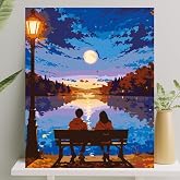 Sayılarla Boyama Tuval Seti Fır&ccedil;a Boya Dahil (&Ccedil;ıtalı) 40x50 CM - İlk Buluşma