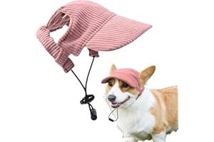 GUSXPPD Casquette De Baseball pour Chien, Réglable Chapeau pour Chiens avec Trous pour Oreilles, Chapeau De Soleil D'éTé pour Chiots en Velours CôTelé pour Animaux De Compagnie (Rose, XS)