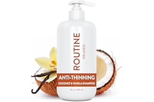 Routine Wellness Anti-Thinning Shampoo for Thinning Hair - Biotin DHT Blocker Women & Men - Color Safe Shampoo for Hair Loss & Healthy Growth - 14oz (Coconut & Vanilla)