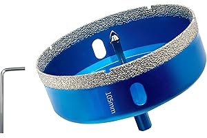 Teronbeta Diamond Hole Saw 105mm with Pilot Center Drill Bit, Vacuum Brazed Diamond Core Hole Cutter for Tile, Porcelain, Glass, Ceramic, Marble