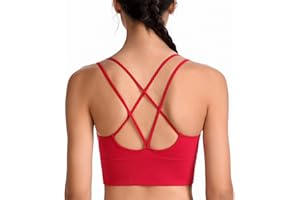 SotRong Womens Sports Bra Cross Back Strappy Bra Padded Mid Impact Support Gym Yoga Running Bra Sexy Crop Top for GILR Teens