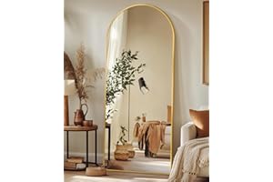 antok Łuk lustro na całe ciało, 147 x 45 cm, lustro stojące na całej długości, wypukłe lustro podłogowe do salonu, garderoby, złote