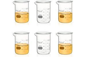 ULAB Heavy Duty Glas Becher, 6pcs von Vol.150ml(5.07oz), Borosilikat 3.3 Glas, dicke Wand Becher, mit doppelter Skala, Superior Durability & chemische Beständigkeit, UBG1052