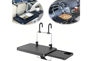 NOAYA Car Steering Wheel Table - Multi-function Car Table for Laptop, Car Travel Accessories for Long Trips, Vehicle Seat Backseat Headrest Table Desk for Food Cup Holder, Car Tray Table for Kids Adults