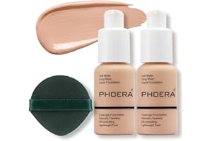 ANGLICOLOR PHOERA 2PC 60ml Fond de teint liquide, Fond de teint liquide Full Coverage 24HR Matte Oil Control Concealer,Crème parfaite, lisse et longue durée (2 Stück 103)