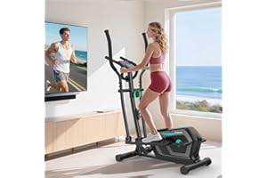 NEEZEE Vélo elliptique Magnétique avec 16 Niveaux de Résistance,Pulse Rate Grips & LCD Monitor,Pédale antidérapante,Velo elliptiques pour la Maison avec Porte-Bouteille,Capacité Max 130KG