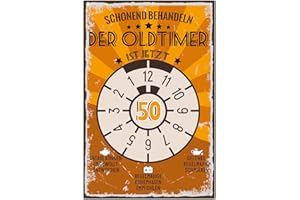 TARKLANDA Retro Blechschild Schild 50 Geburtstag, Geschenke für 50 Geburtstag Mann, Geschenkidee zum 50. Jahrestag, lustiges Schild 50 Geburtstag Oldtimer Deko als Geburtstagskarte, Metallschild 20x30cm