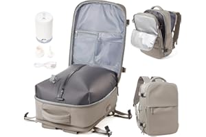 WEPOET Zaino Sottovuoto Viaggio Ryanair 40x30x20 Zaino da Viaggio Aereo Bagaglio a Mano con Sottovuoto Zaini Easyjet 45x36x20 Vacuum Backpack con Porta Scarpe(Grigio-marrone)