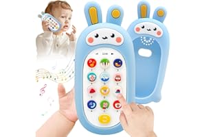 BelleStyle Movil Bebe Juguetes Musical Bebes 6 9 12 Meses, Telefono de Conejo con Melodías Sonidos Dentición Juguetes Sensorial Bebe, Juego Educativos de Música Regalos para Niños Niñas 1 2 3 Años