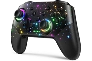 ‎VOYEE VOYEE Kabellose Controller, kompatibel mit Switch/Lite/OLED/PC Windows, Programmierbarer 1000mAh Pro Controller mit RGB LED Stern Licht Eine Tastenkombination Aufwachen Turbo Bewegung Vibration