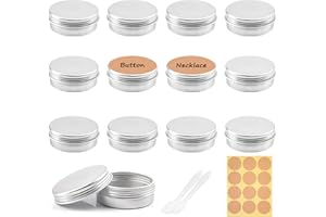 CAMELIZE Aluminium Leer Döschen,12 Stück Rund cremedose dosen, kleine Cremetiegel Mit runde Aufkleber für lippenbalsam, Lotion, Creme, Masken, Mini-Kerzen, Kosmetik(20ml)
